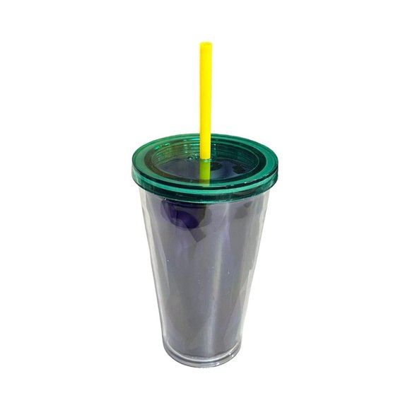 NWT Starbucks 16 oz Cold Cup Tumbler Prism Foil Purple Green Yellow Mardi Gras - Picture 7 of 12
